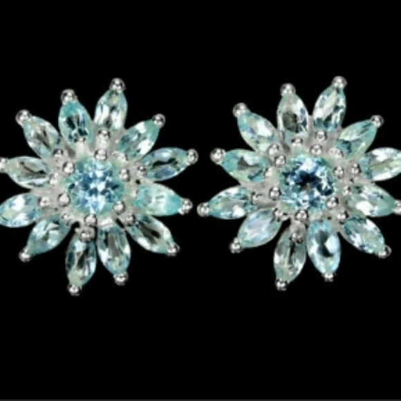 Genuine Sky Blue Starflower Earrings U5